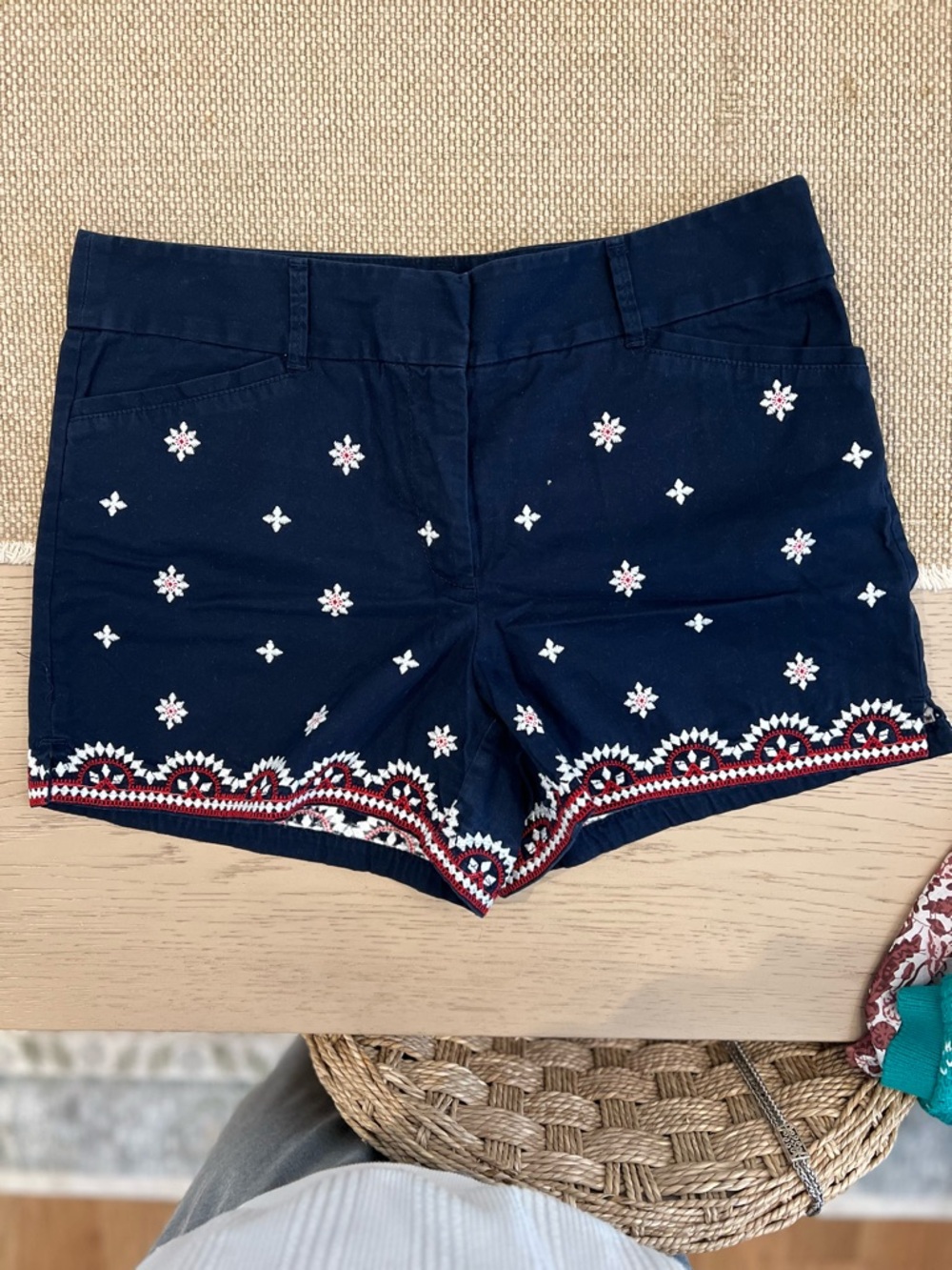 Loft Embroidered Navy Women's Shorts - Picture 5 of 7